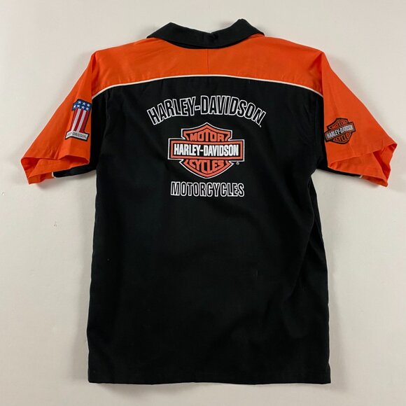 NWT Harley Davidson Woven Pit Crew Shirt Boys 8/10 Mechanics Shirt Button Up - Picture 2 of 9